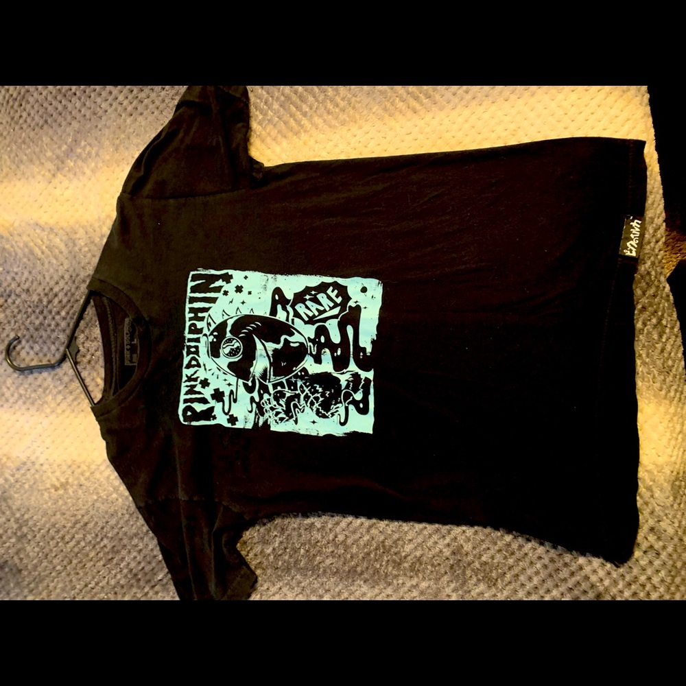 Black and Cyan Pink Dolphin Brand short sleeve t-shirt